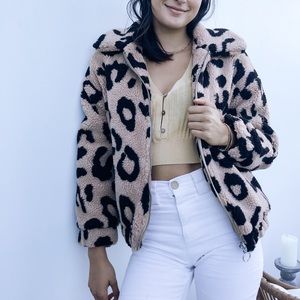 Cheetah Plush Oversized Furry Jacket